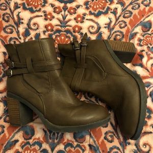 Brown buckle detail boots